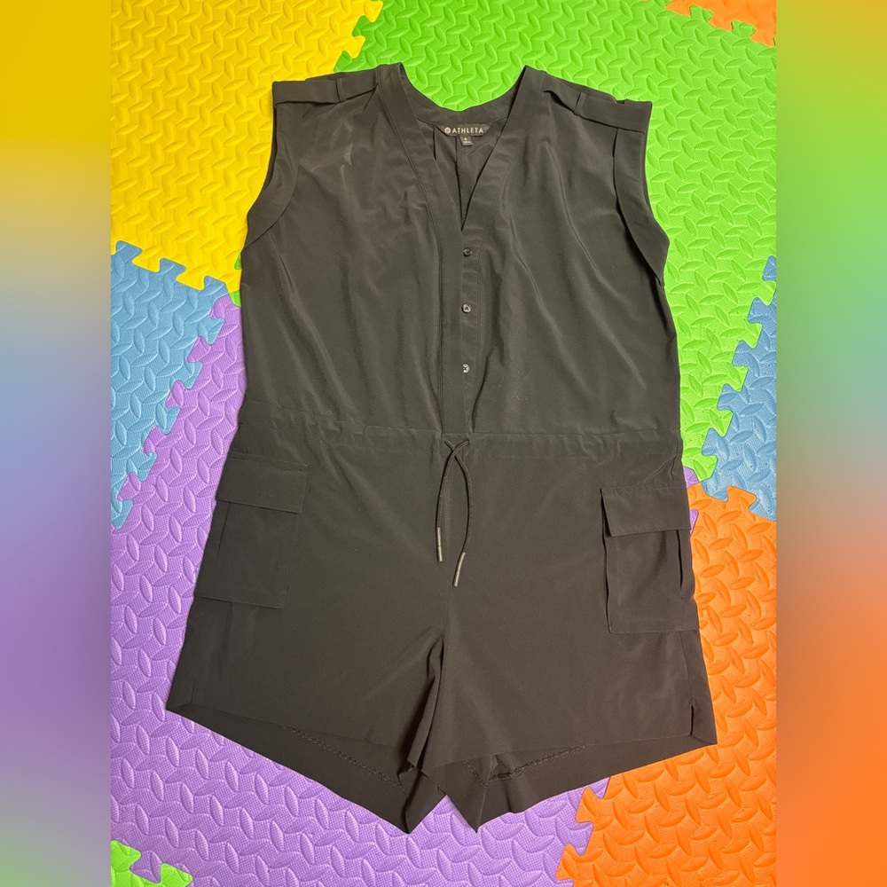 Athleta Black Sleeveless V-Neck romper